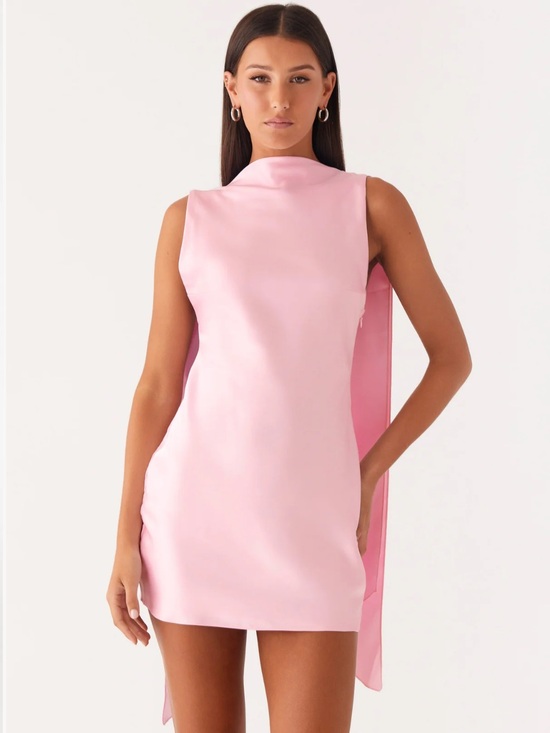 Peppermayo Dresses & Skirts - Peppermayo Satin High-Neck Mini Dress - Light Pink